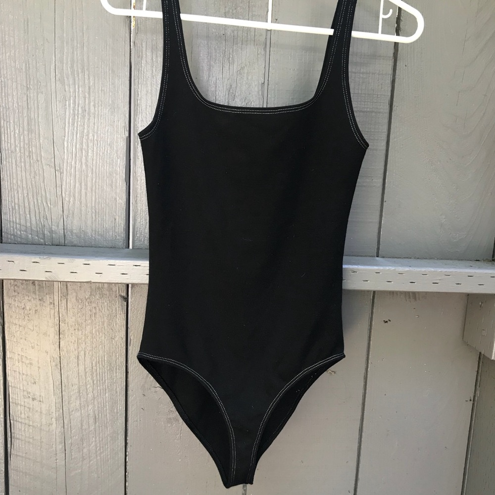 ZARA black contrast stitch bodysuit